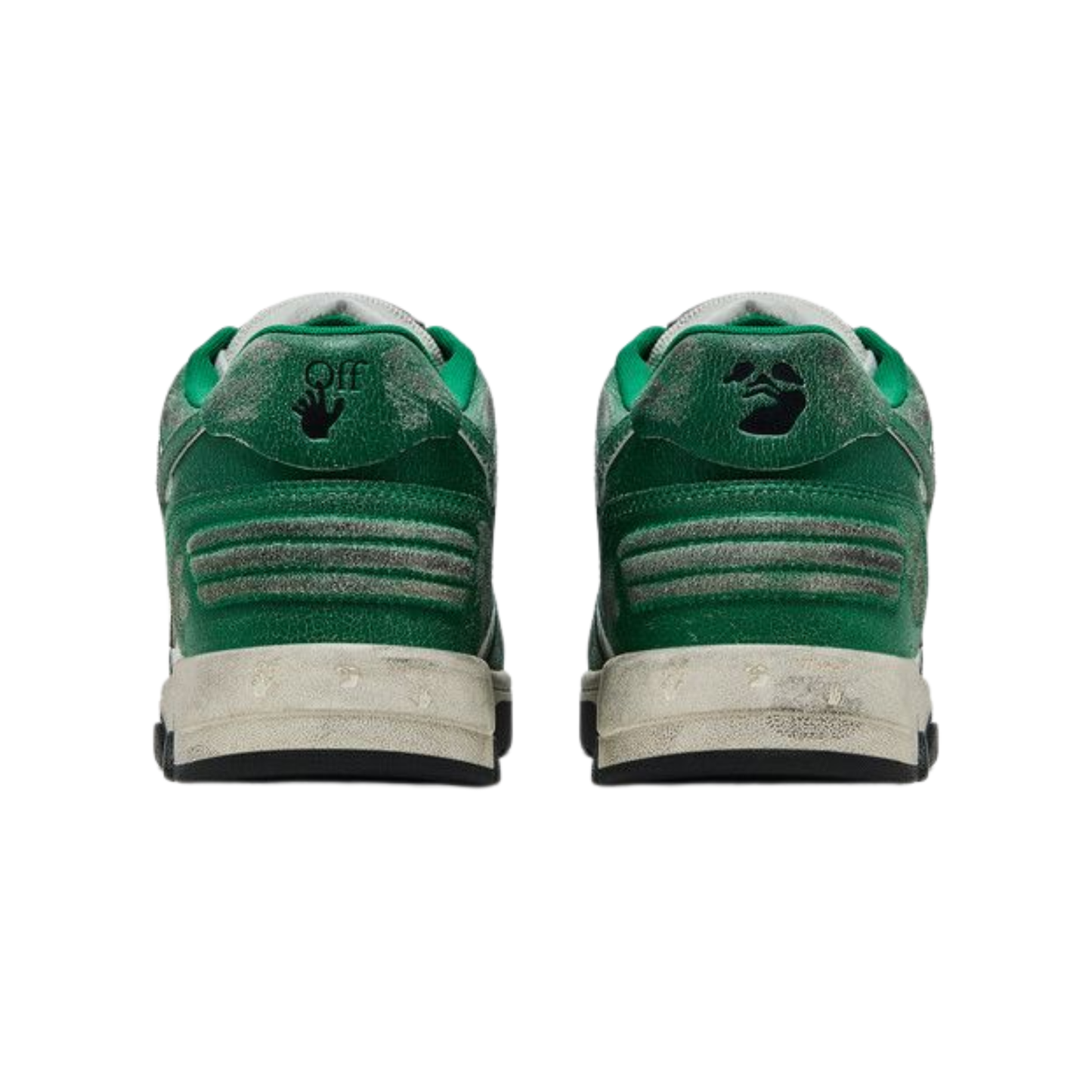 Off-White Out of Office Low Green White Vintage Distressed Leather