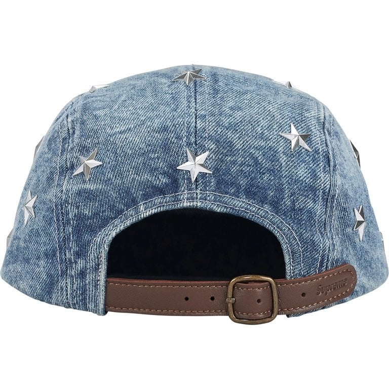 Supreme Stars Studded Denim Camp Cap Washed Indigo