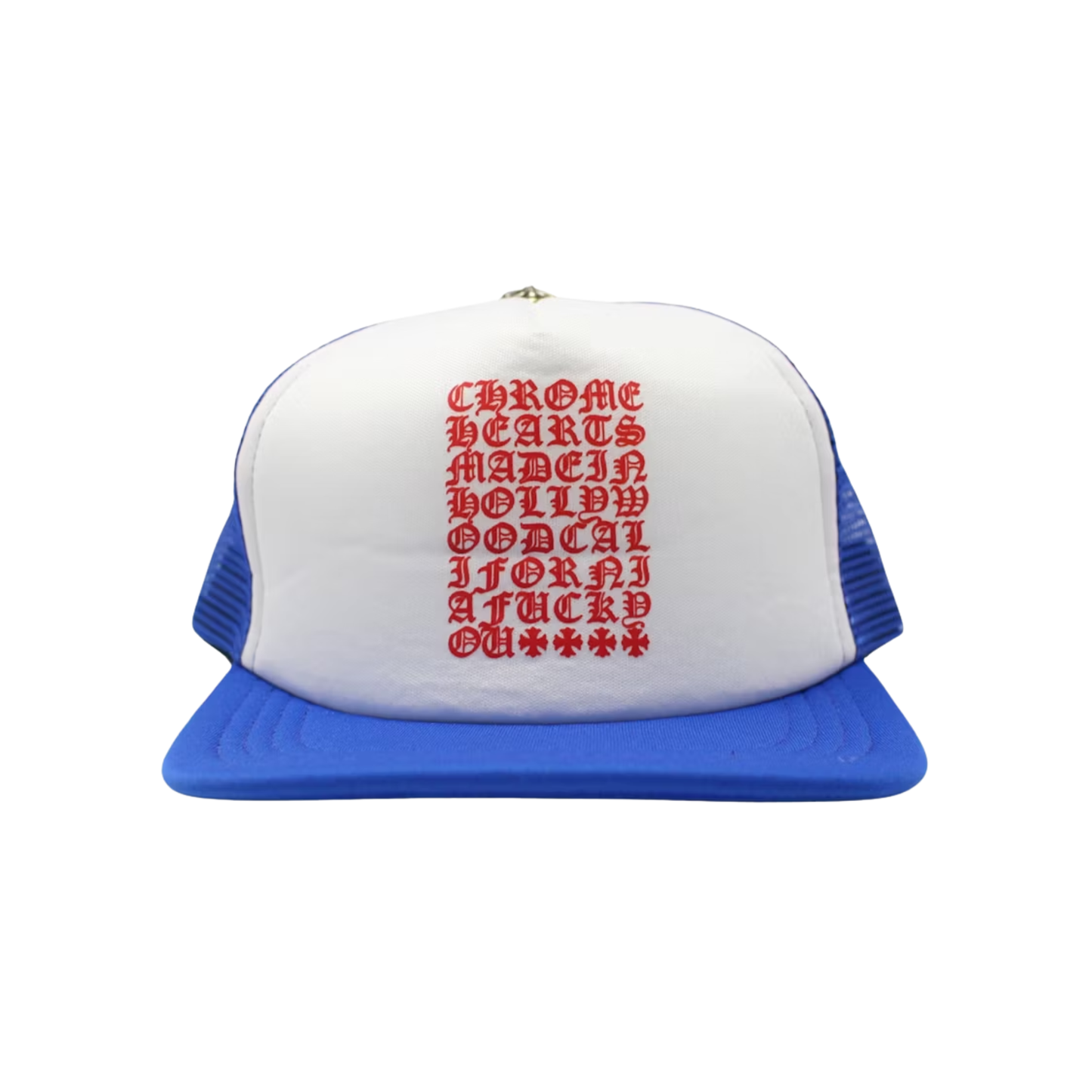 Chrome Hearts Eyechart Trucker Hat Blue/White/Red