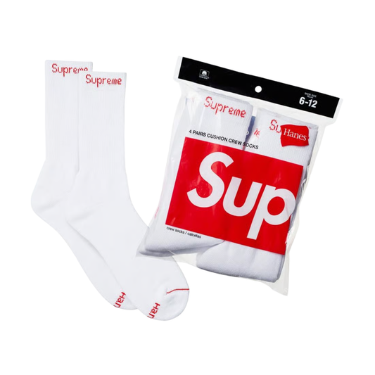 Supreme Hanes Crew Socks White (Packx4)