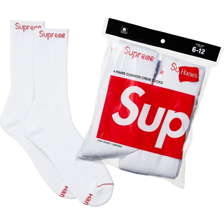 Supreme Hanes Crew Socks White (Packx4)