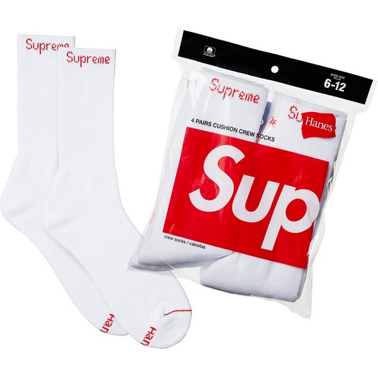 Supreme Hanes Crew Socks White (Packx4)