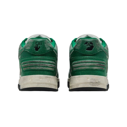 Off-White Out of Office Low Green White Vintage Distressed Leather