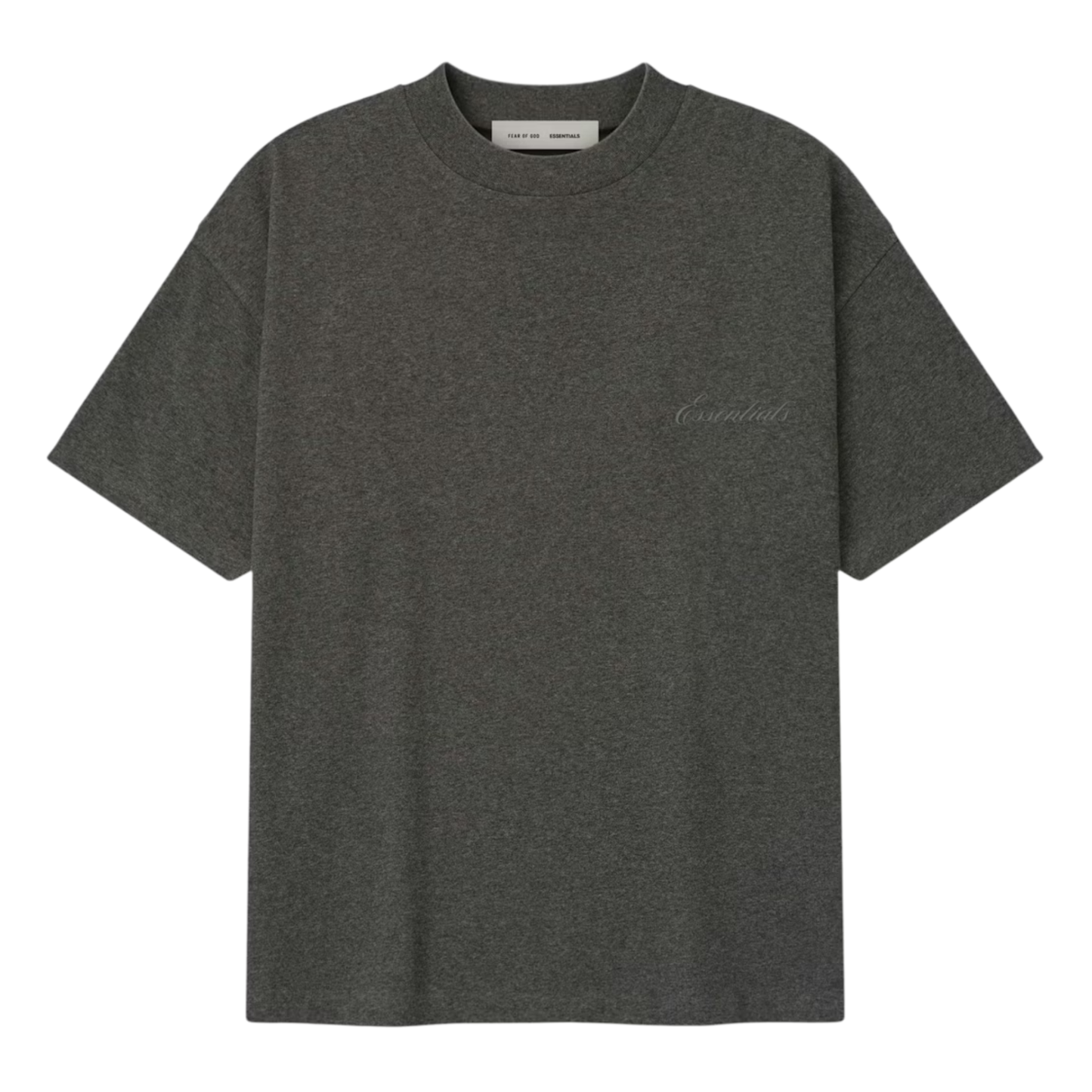 Fear of God Essentials Embroidered Classic Short Sleeve Tee Charcoal Heather